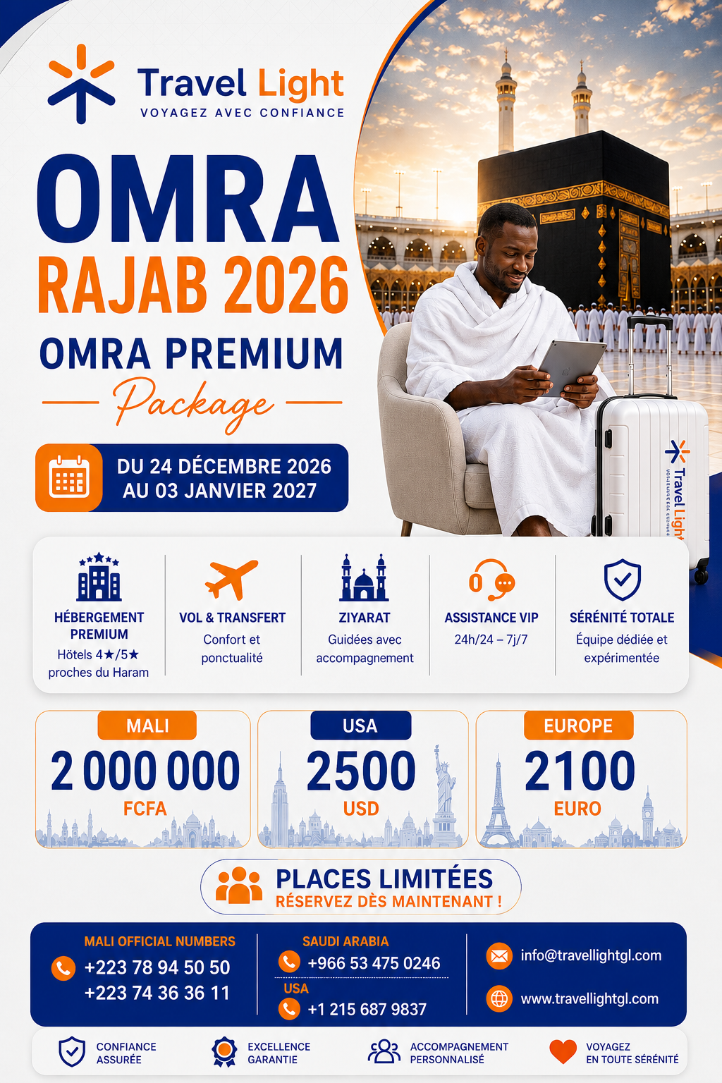 Omra Rajab Premium 2026 Travel Light